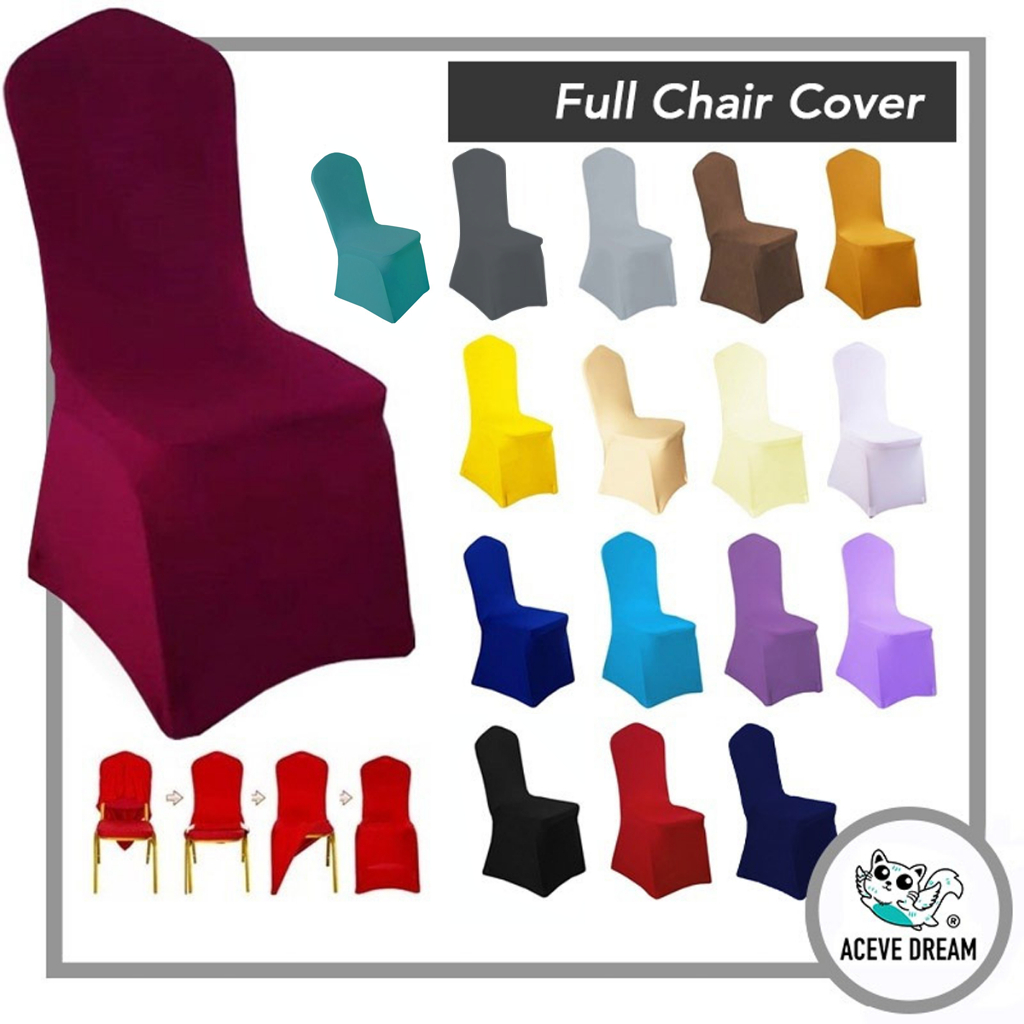 ACEVE DREAM READY STOCK Full Dining Chair Cover Hotel Restaurant Plastic Elastic Spandex Sarung Kerusi Banquet Plastik