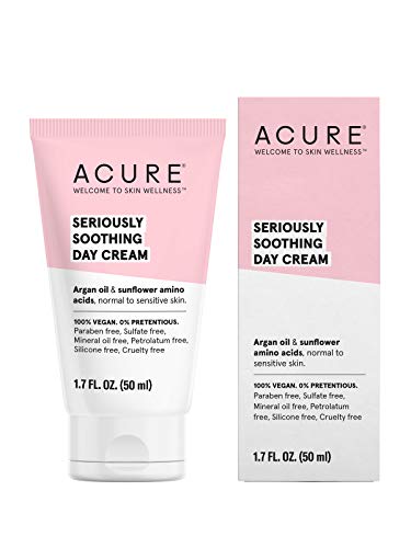 Acure Seriously Soothing Day Cream | 100% Vegan | For Dry to Sensitive Skin | Argan Oil, Sunflower Amino Acids & Chamomille - Nourishes & Soothes | 1.7 Fl Oz, Unscented