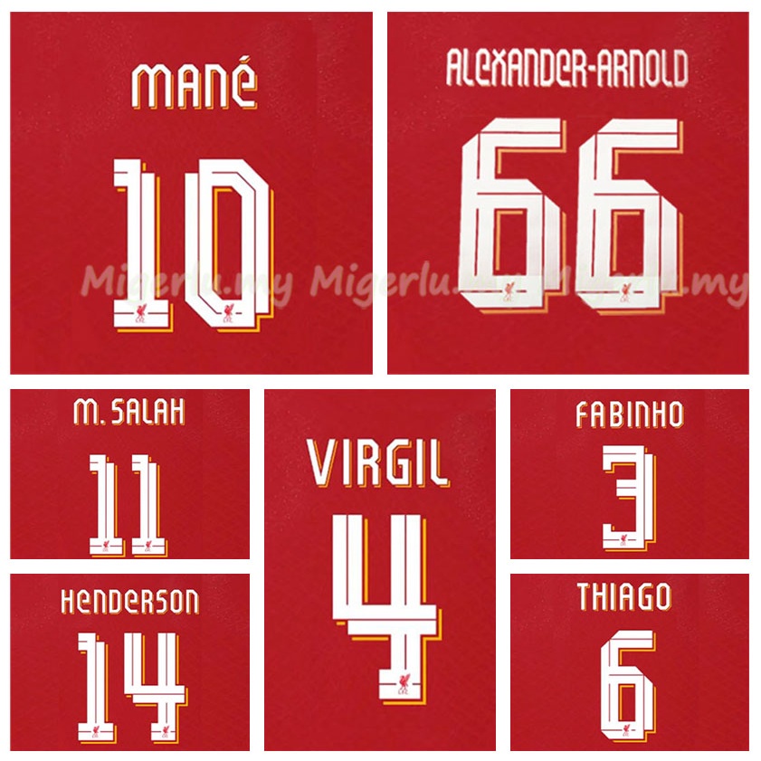 ADD Liverpool UCL font set ，To add a customized name and number, contact customer service