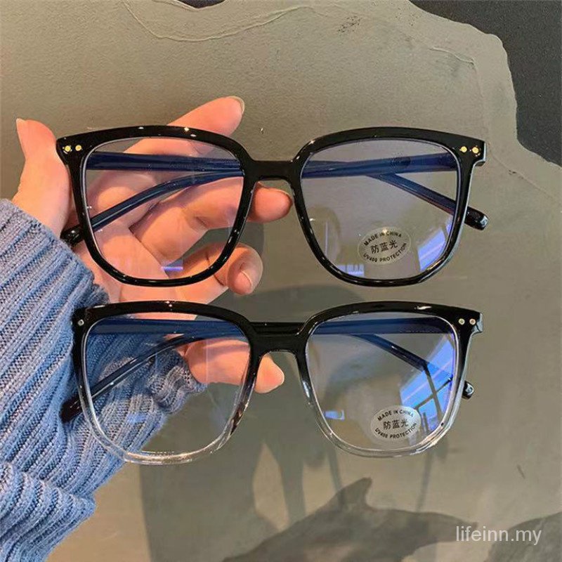 [Add-on deal] Ins Popular Oversize Fashion New Anti-Blue Light Glasses Female Korean Style Irregular Vintage Eyeglasses Frame Male Big Square Blocking Filter Glasses