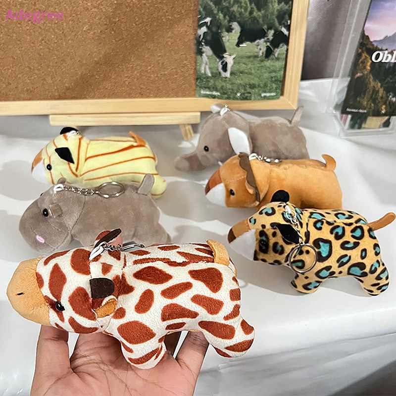 Adegree Cute Jungle Animal Tiger Elephant Giraffe Plush Stuffed Doll Pendant Keychain Backpack Decoration