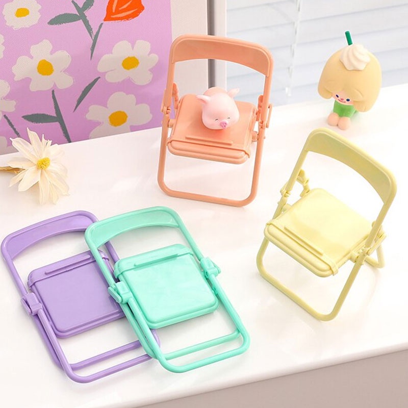 Adorable Macaron Color 3 Gears Folding Chair Shape Mobile Phone Holder Creative Multi Usage Foldable Cellphone Bracket