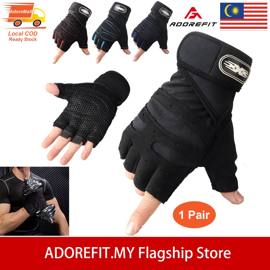 AdoreFit 1 Pair Gym Gloves Sports Exercise Weight Lifting Training Fitness Outdoor Motorcycle Cycling Glove