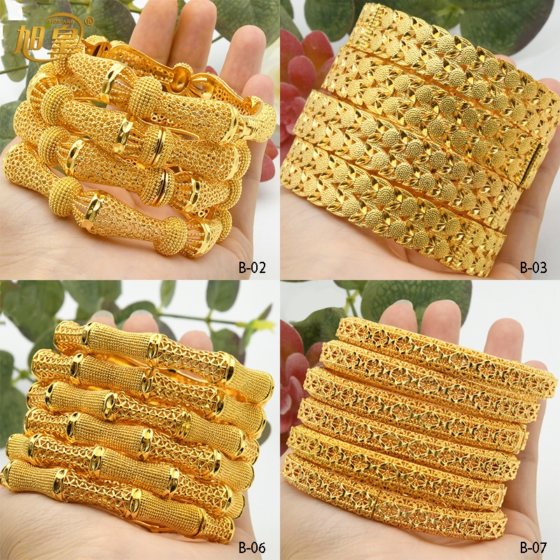 African Gold Color Bangles For Women Indian Middle Eastern Nigerian Wedding Luxury Plated Jewellery Brazilian Bangles