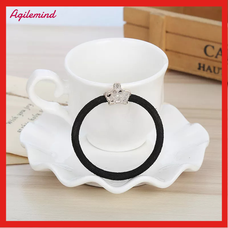 【Agilemind】Korean Style Gold Beads Black Base Rubber Elastic Ponytail Hair Ties Hair Bands Hair Accessory Getah Rambut