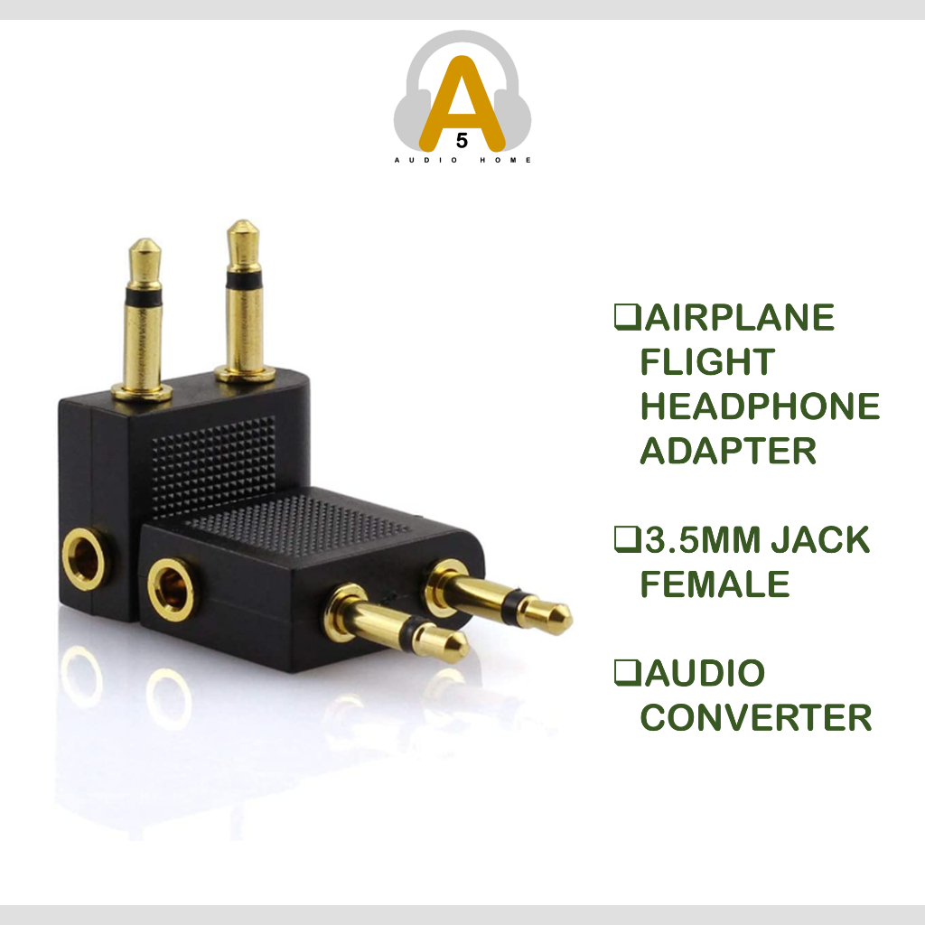 Airplane Airline Flight Adapters for Headphones Dual 3.5mm Male to Female AUX Audio Jack Converter Travel