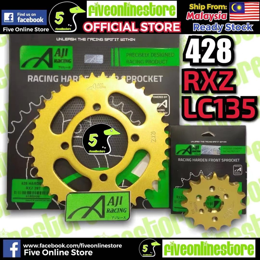 AJI RACING 428 RXZ LC135 Y15 Y15ZR Gold Heavy Duty Sprocket ORIGINAL Spocket 125ZR SRL110 Spoket 14T 15T 35T 38T 46T