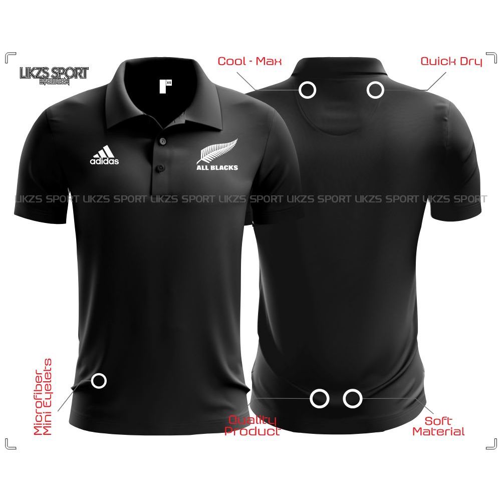 All Black Rugby Travel Jersey DX1 Polo Baju Berkolar Ragbi Official Team Mens Top Apparels Microfiber Quick Dry Kit