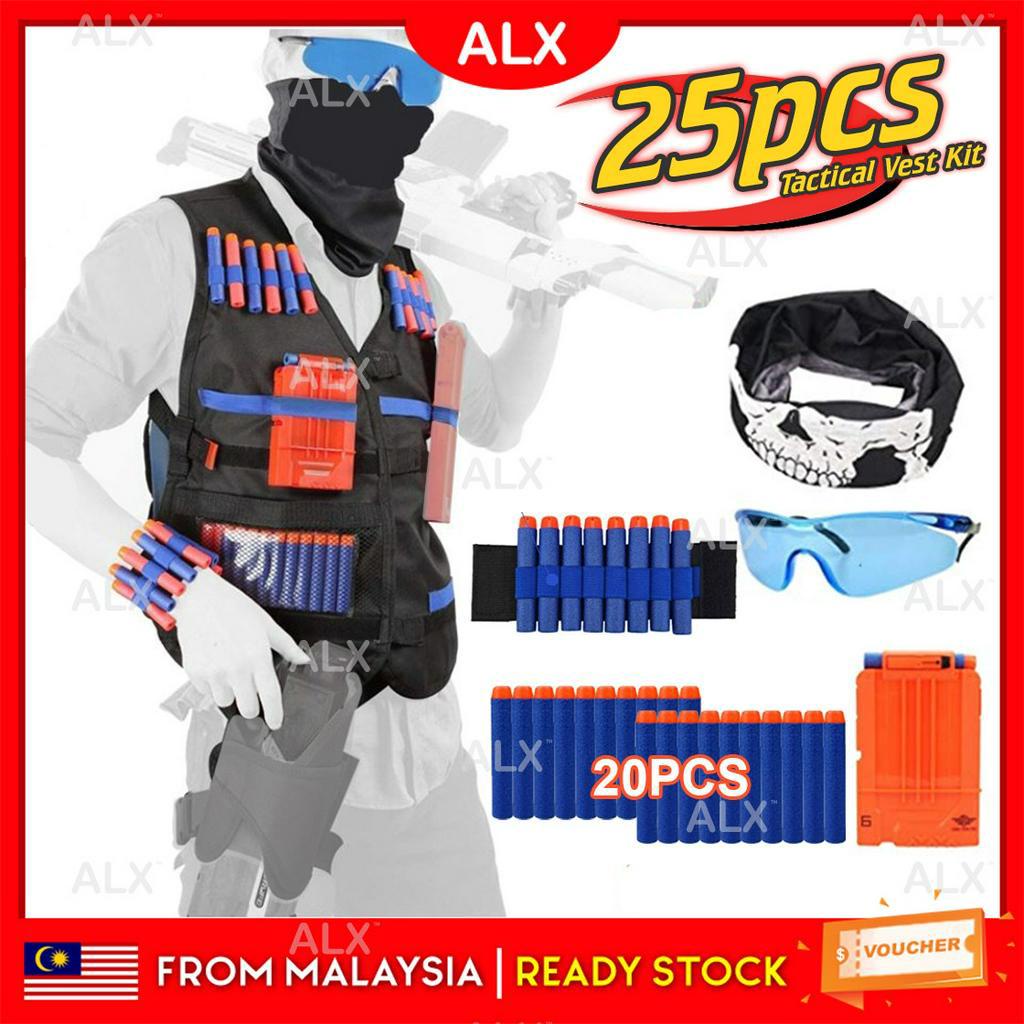 ALX 25pcs Tactical Vest Kit For N Brand Elite Series Pretend Play Soft Bullet Toys Set