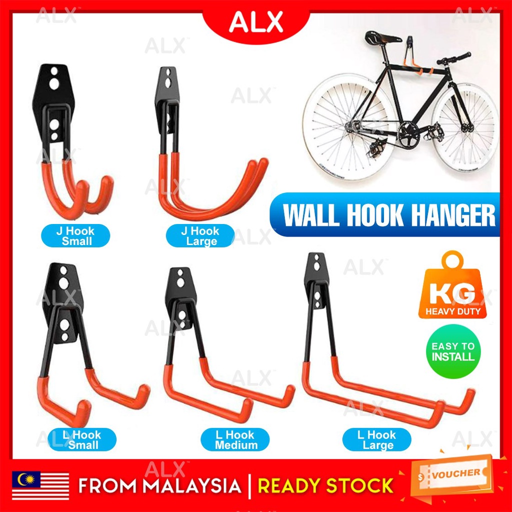 ALX Wall Hook Hanger Wall Mount Garage Storage Hook Bicycle Hook Organisation Rack Hook Hanger Bike Hanger J Hook L Hook