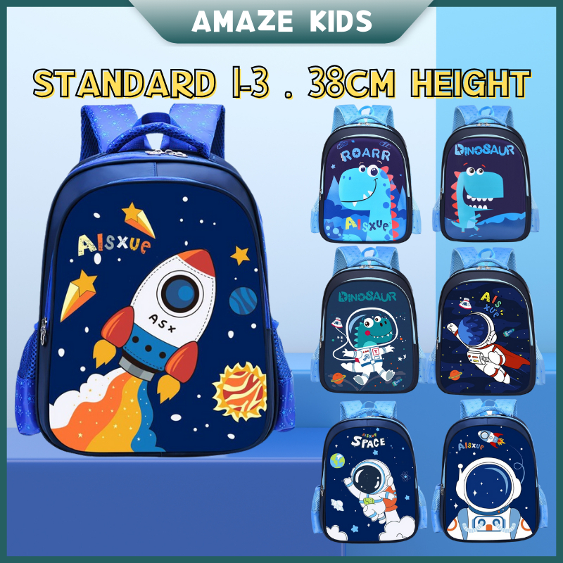 AMAZEKIDS Primary School Bag Boy Kids Waterproof Backpack Bagpack Beg Sekolah Rendah Murah Budak Lelaki Viral 小学生书包男