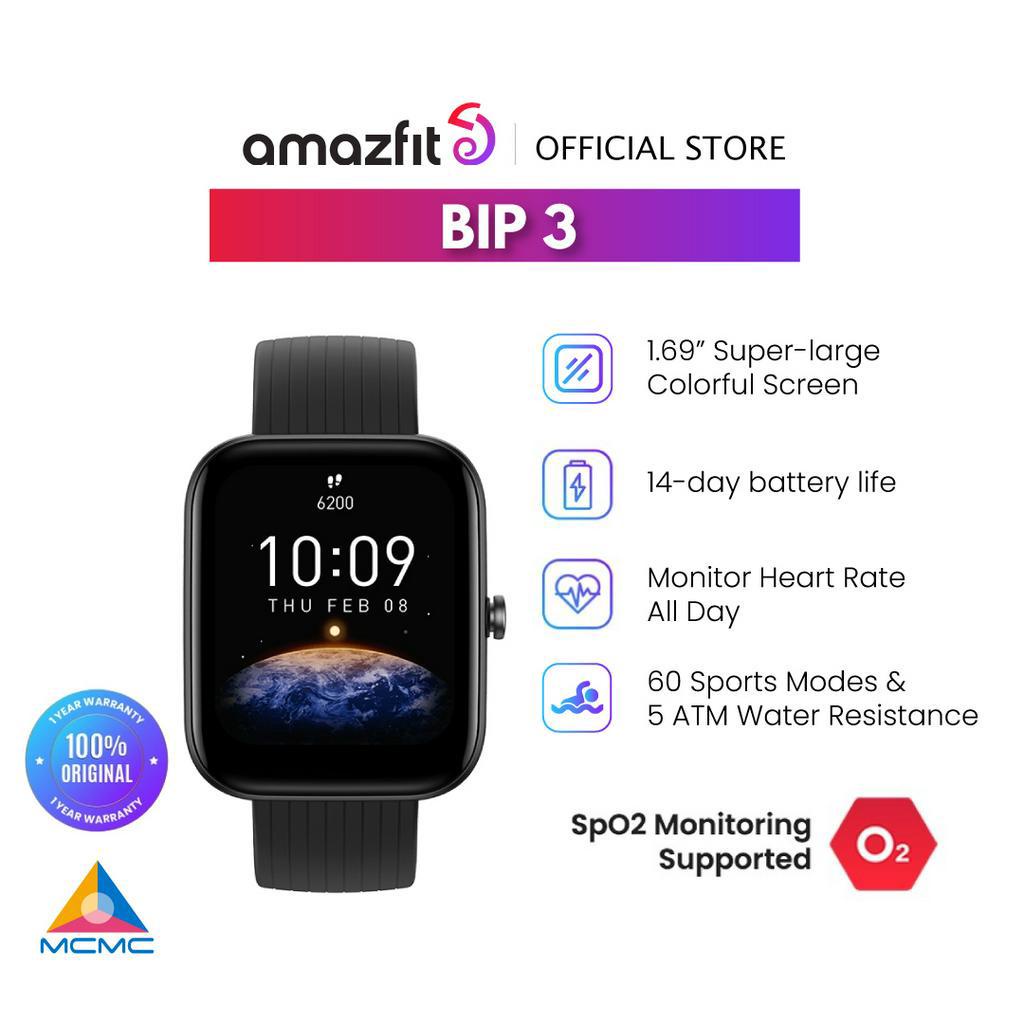 Amazfit Bip 3 Smart Watch for Android iPhone, Health Fitness Tracker with 1.69" Large Display,14-Day Battery Life