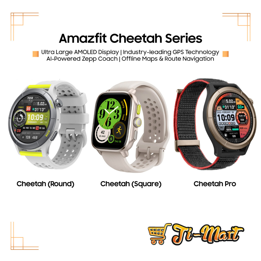 Amazfit Cheetah / Cheetah Square / Cheetah Pro [Smart Watch with Chat AI Coaching | Industry-leading GPS Technology]