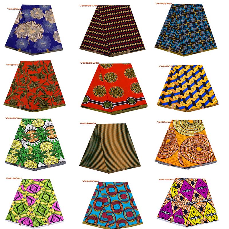 Ankara African Prints Batik Pagne Real Wax Fabric Africa Sewing Wedding Dress Crafts Material 100% Polyester Tissu A-5