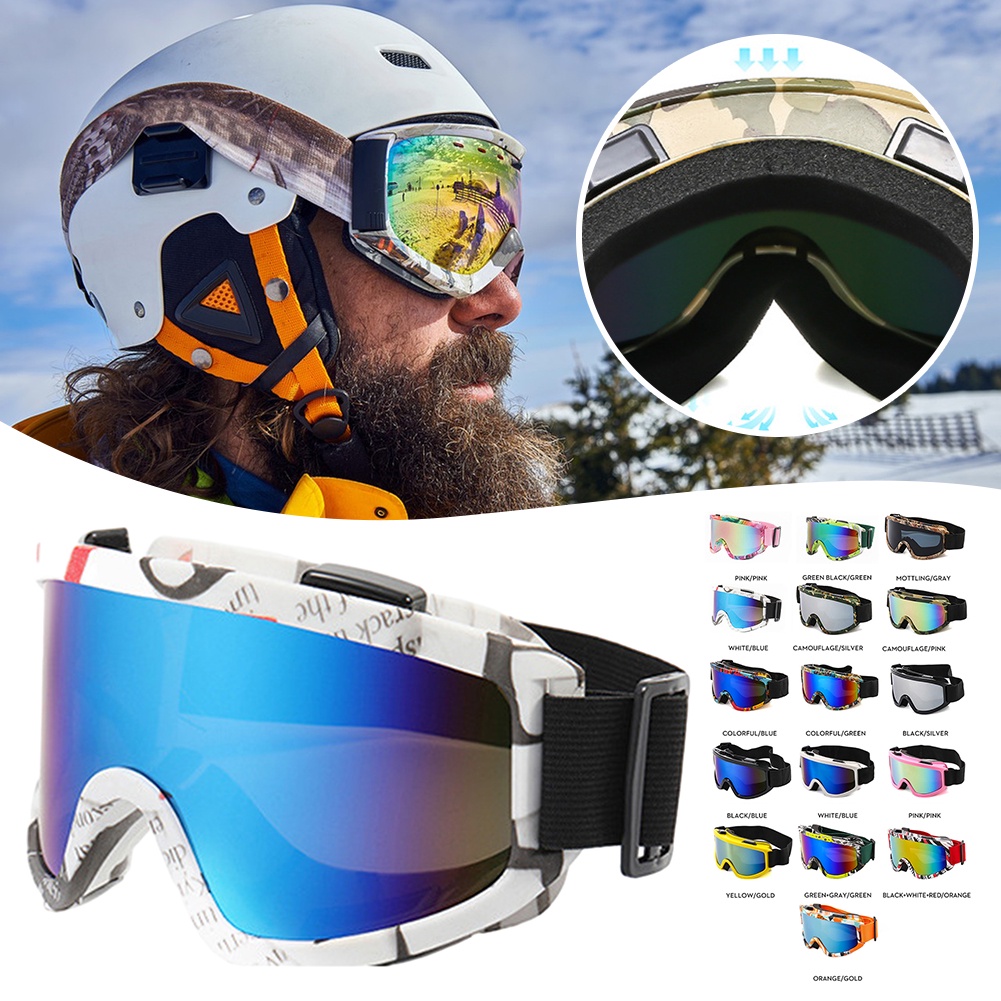 Anti-Fog Double Layer Colorful Ski Goggles Comfortable Windproof Snow Goggles For Skiing Snow Sports