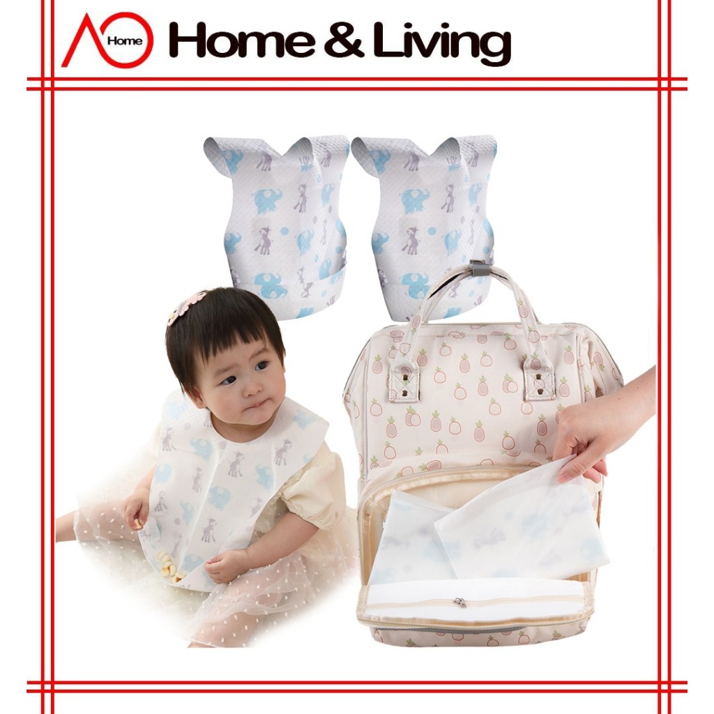 AO Home Baby Disposable Cute Cartoon Printed Eco-friendly Clean Convenience Portable Bring Outing Quick Cleanup Bib