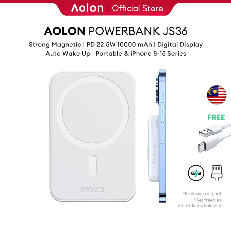 Aolon 22.5W Power Bank 10000mAh Mini Magnetic Wireless Fast Charge with Auto-wake For iPhone 12 13 14 Pro Max Baseus