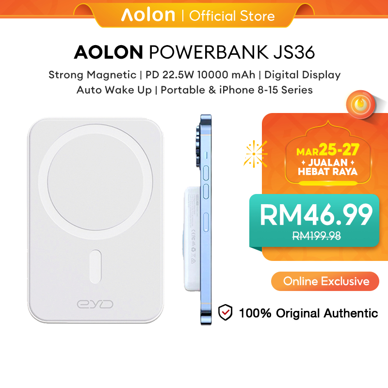 Aolon 22.5W Power Bank 10000mAh Mini Magnetic Wireless Fast Charge with Auto-wake For iPhone 12 13 14 Pro Max Baseus