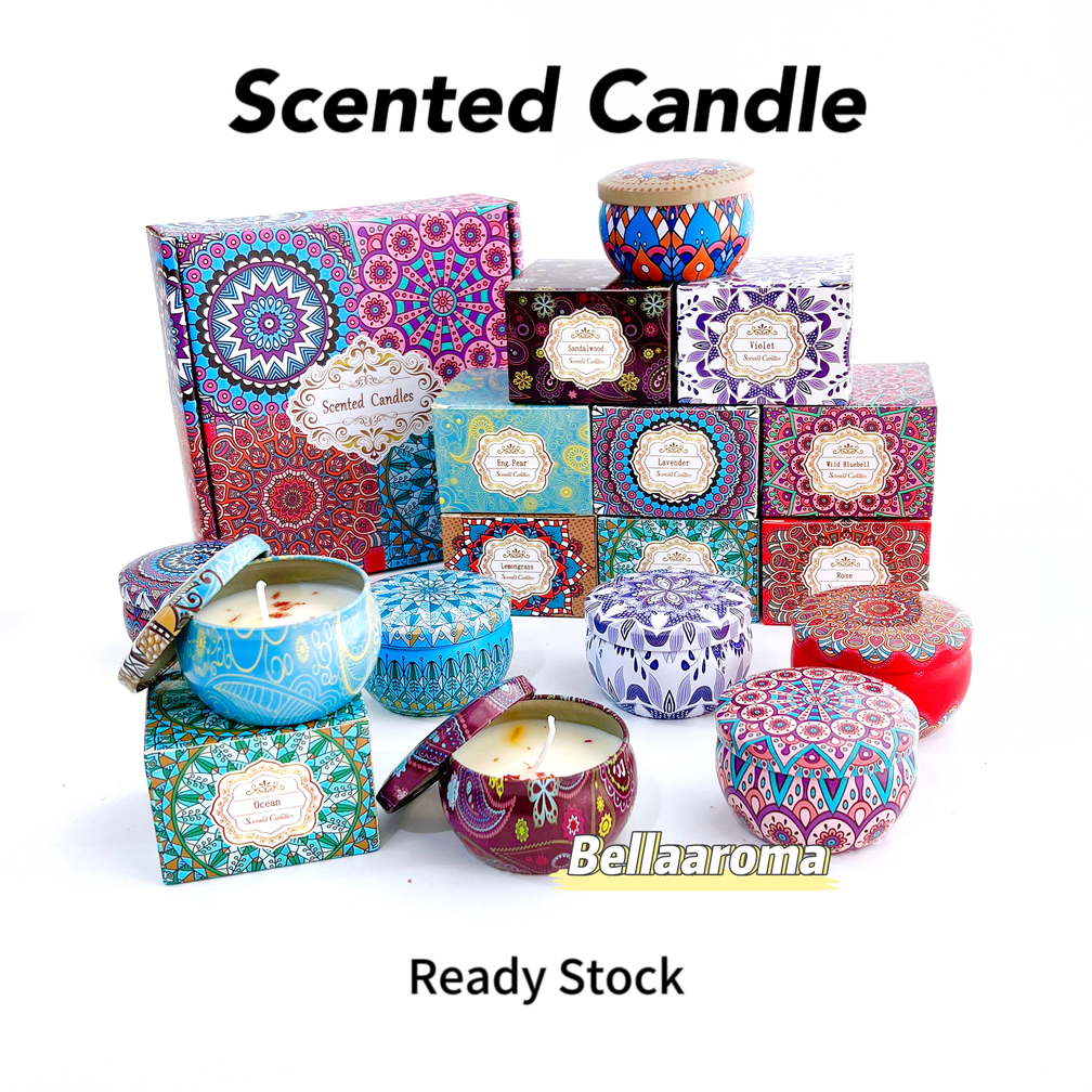 Aroma Scented Candles Natural Fragrance Soy Wax Candle with Dried Petal Door Gift Kahwin Doorgift Lilin Wangi Gift Set