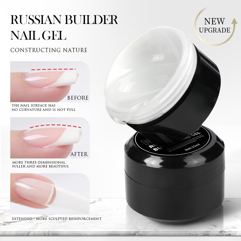 AS 15ml Nail Russia Builder gel UV Model Nail Multifunctional Nail gel AS透明建构胶模型胶基础胶建构底胶塑形流平胶加固透明美甲光疗胶