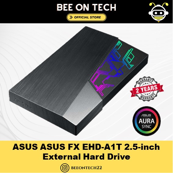 ASUS FX EHD-A1T 2.5-inch External Hard Drive, Aura Sync RGB, USB 3.1 Gen1, 256-bit AES Encryption, Automatic Backup