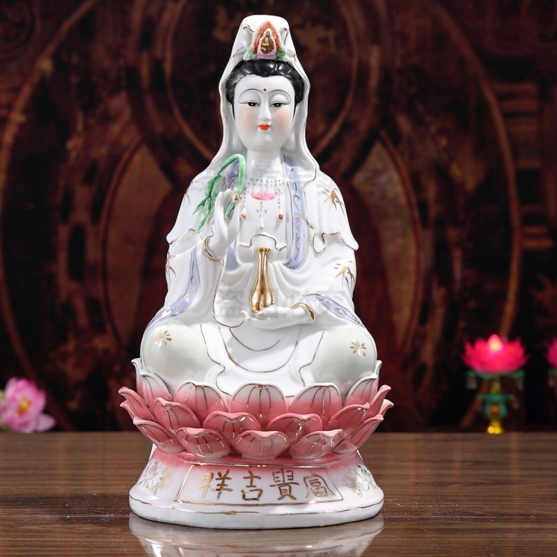 [AT]Artisan Time Guanyin Bodhisattva Statue Avalokitesvara Worship Ceramics South Sea Guanyin Bodhisattva Home Guanyin