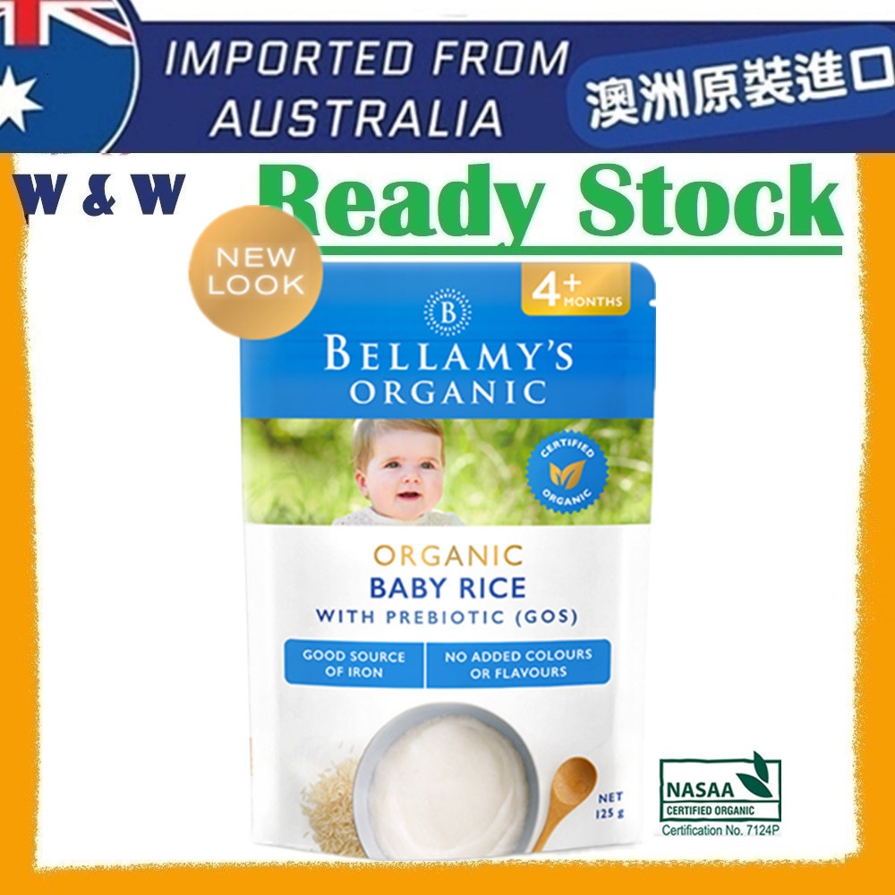 [AUS Import EXP 08/2024] Australia Imported Bellamy's Organic Baby Rice With Prebiotic 4+ Months ( 125g )