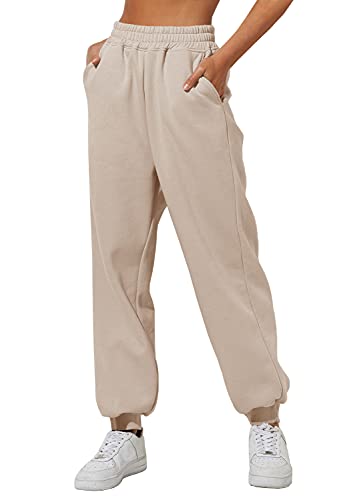 AUTOMET Khaki Pants for Girls Fall Cinch Bottom Sweatpants Trendy Lounge Trousers with Pockets