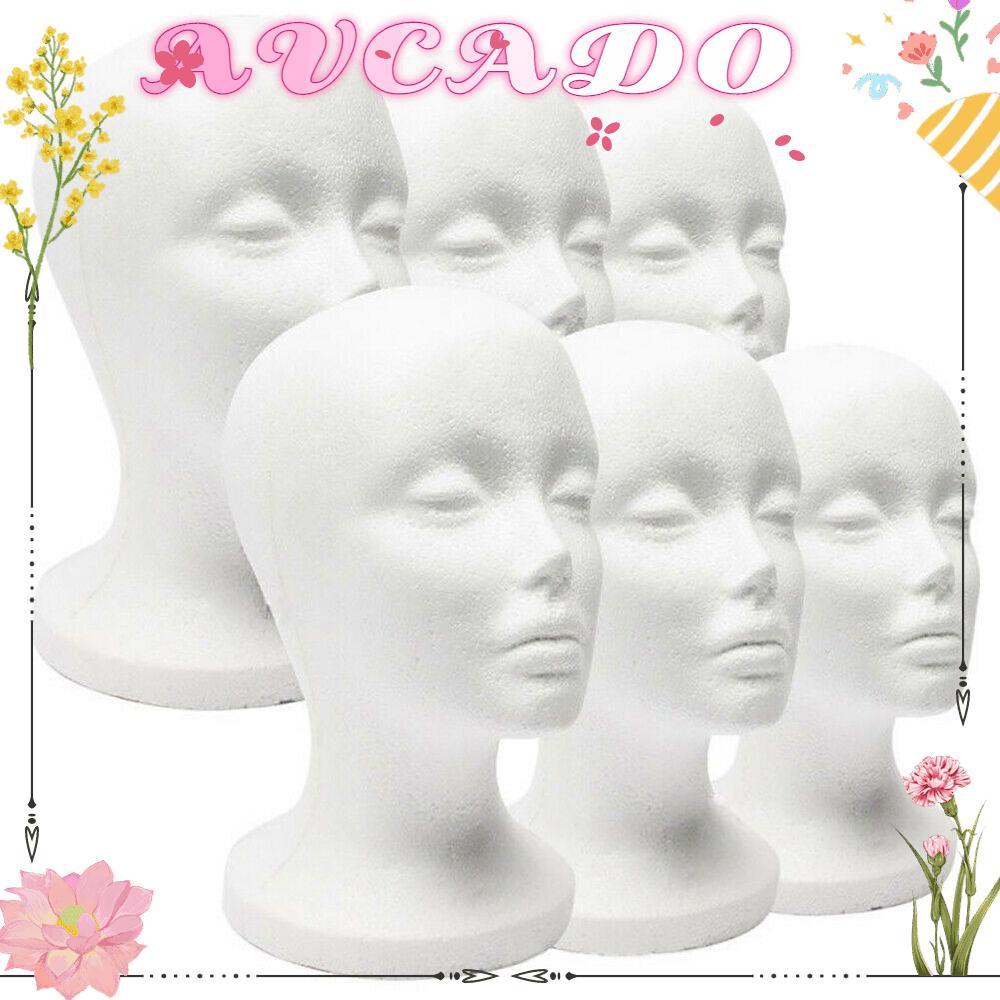 AVCADO Portable Head Model Dummy Wig Female Foam Mannequin Home Living White Rack Wide Glasses Hat Display Stand