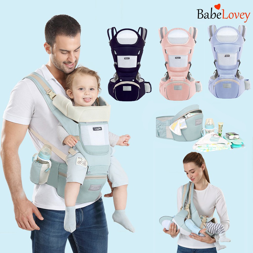 BabeLovey Baby Carrier Infant Comfortable Breathable Multifunctional Sling Backpack Hip Seat Carrier Baby Carrier Sling