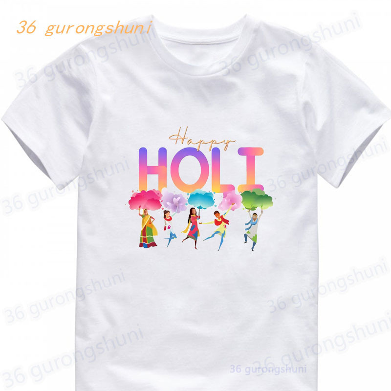 baby T Shirt gir T Shirts Kids Tshirt Dhaarmik Happy Holi Gift for Indians T-shirts summer Tops For Girls-clothing Children Clothes