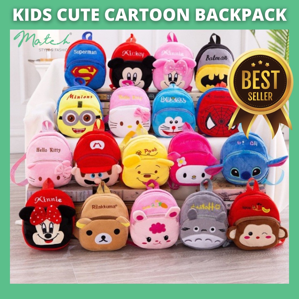 Bag Budak Kids Backpack Kindergatden School Beg Baby Girl Boy Cute Cartoons Animals Bags Ready Stock