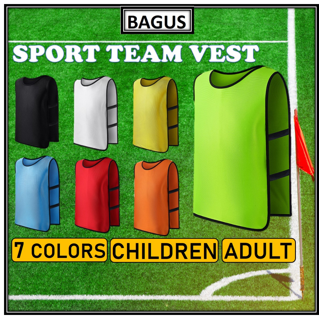 《BAGUS》Adult/Kid Team Sports Football Vest Training Soccer Basketball Game Tournament Competition Group Shirt Jersey Bib