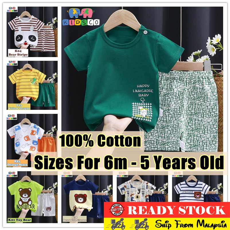 Baju Budak Bayi Set ShortSleeve Clothes Cartoon Tee Baju Kanak Boys Girls Cute Clothing Summer Wear Children Fashion