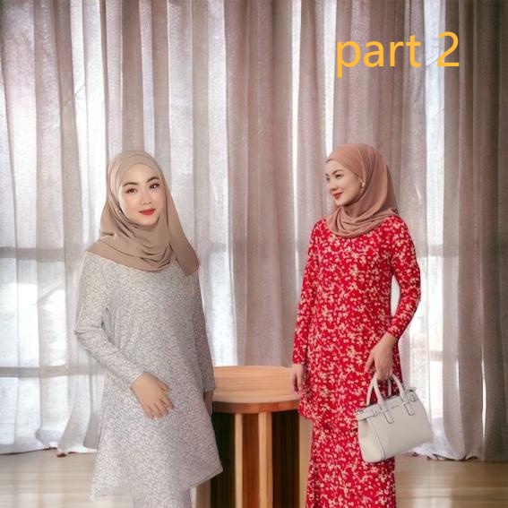 Baju Kurung Floral Kecil Design Satu Set Ready Stock Clothing 2