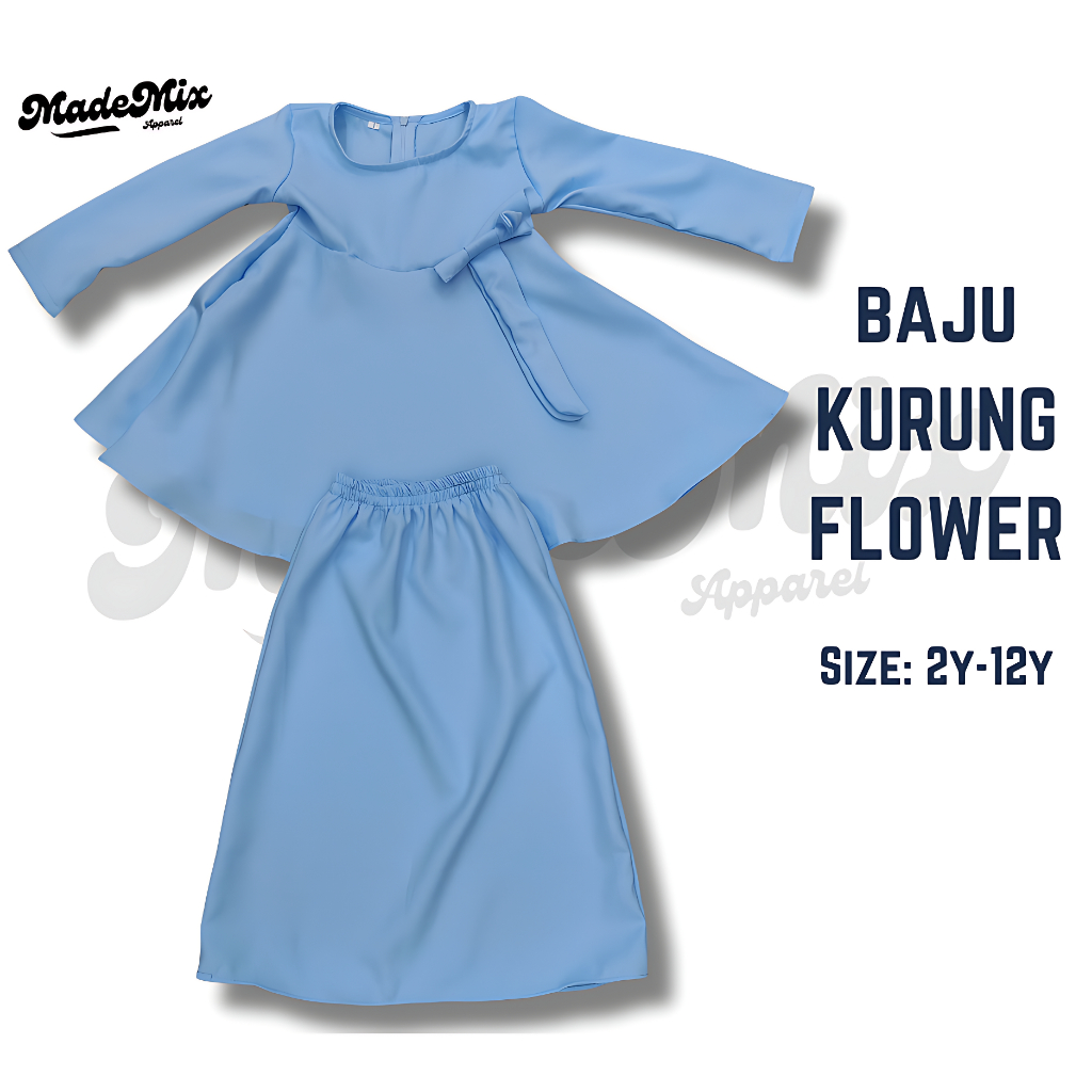 Baju Kurung Flower (Good Quality) Girls, Ready stock, Malay Traditional Clothes