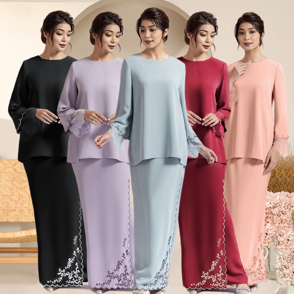 Baju Kurung Moden sulam Lace KurungSesuai untuk Nikah/Tunang/Bridemaids. Baju Bajet Murah. Lace Baju Raya 2024Murah Set