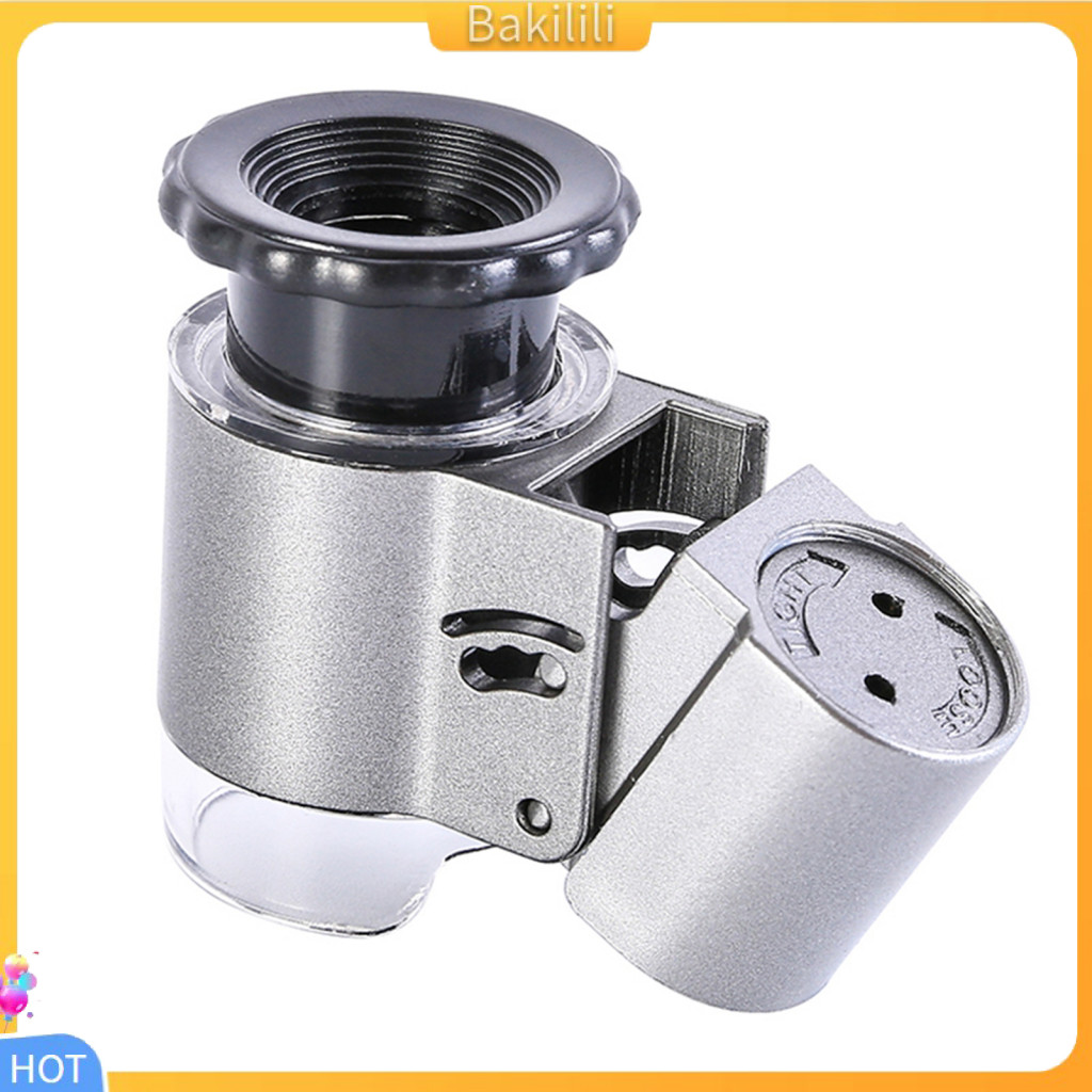 {Bakilili} 50X Mini Portable LED UV Lens Jewelry Currency Check Microscope Loupe Magnifier