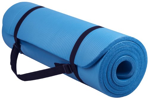 BalanceFrom All Purpose 1/2-Inch Extra Thick High Density Anti-Tear Exercise Yoga Mat with Carrying Strap, Blue