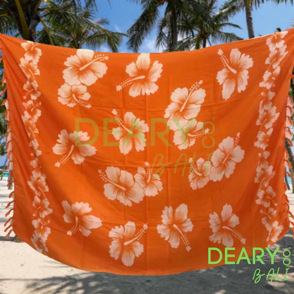 Bali Beach Sarong With Floral Motifs, Soft Tasseled Ends, Cool | Nideari BALI