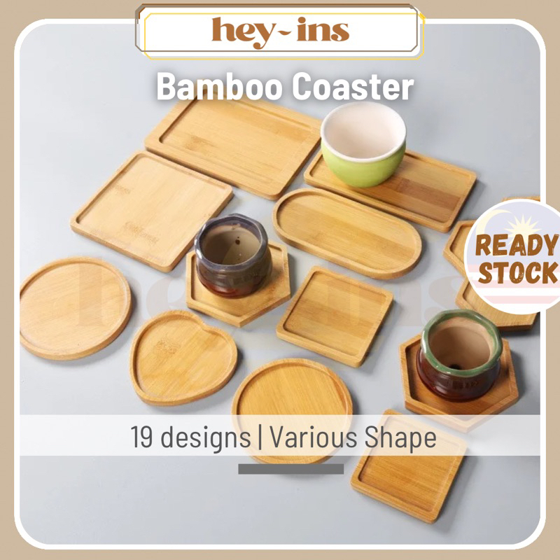 Bamboo Mugs Coaster Saucer Round Tray Square Coasters Teacup Holders Saucer Flower Pot Saucer杯垫 Dulang Kayu Lapik Cawan