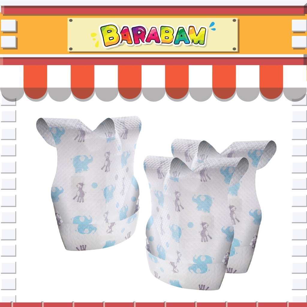 BARABAM [Per Pcs] Baby Disposable Eco-friendly Cleaning Saving Time Convenience Quick Cleanup Cartoon Printed Bibs