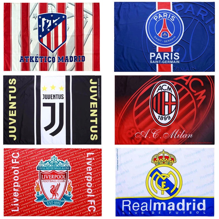 Barcelona Liverpool Manchester City Arsenal Chelsea Football Team Logo Sign Flag Decoration Hanging Flags Fans Soccer Player Gift For Boy Wall Decoration