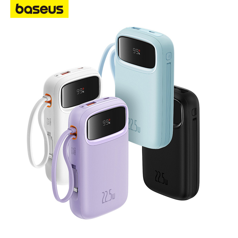 Baseus Power Bank 20000mAh PD 22.5W 20W Fast Charging Powerbank Built in Dual-Cable Portable Charger Digital Display For Phone