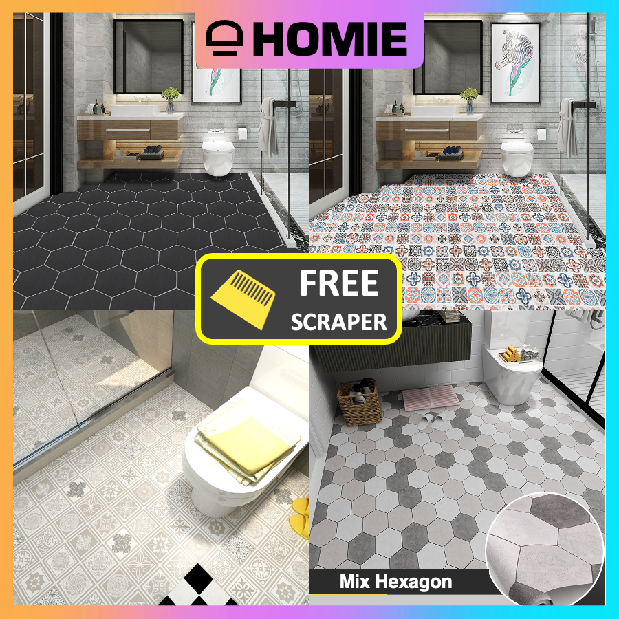 Bathroom Floor Sticker Wallpaper Bilik Air Lantai Pelekat Lantai Bilik Air Kitchen Sticker Wallpaper Dapur Lantai Simen