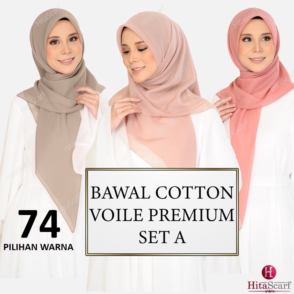 Bawal Tudung Cotton Voile Bidang 45 | Bawal Plain Tudung Bawal | Bawal murah | Tudung Murah | Bawal Cotton | HitaScarf