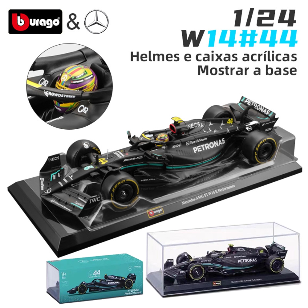 Bburago 1:24 2023 F1 Mercedes AMG W14 #44 Lewis Hamilton #63 Russell Alloy Diecast Cars Model Formula Racing Toy Collectible Gifts