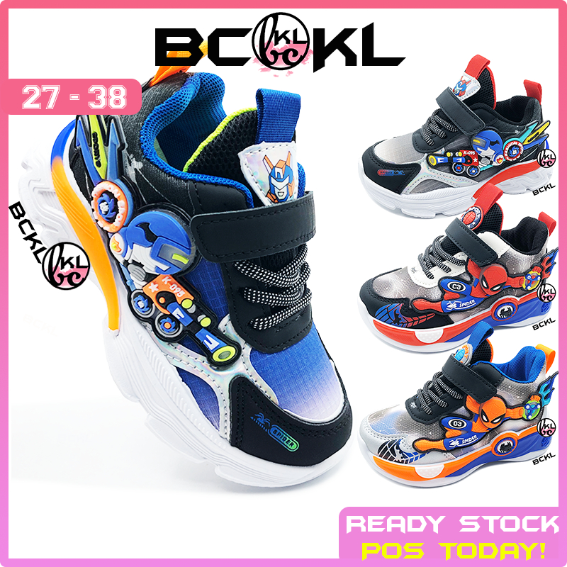 【 BCKL 】Boy's Super Hero Cartoon Motor Sport Shoes | Cars Kids Sandals Blue Black Twins | Kasut Sukan Budak Lelaki 27-38