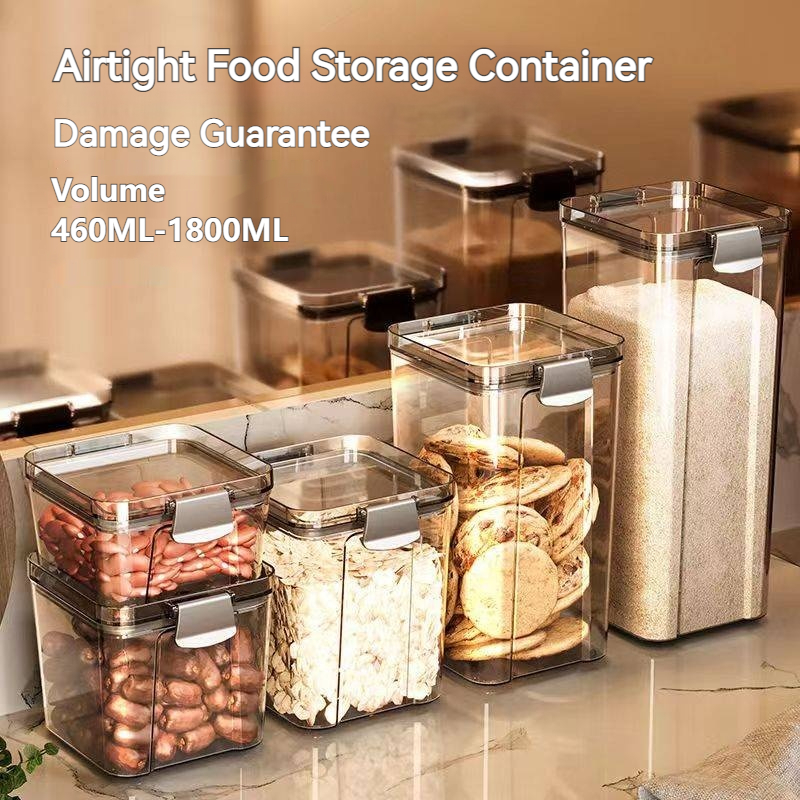 Bekas Rempah Kedap Udara Balang Kuih Raya Airtight Plastic Spice Jar Transparent Fridge Food Storage Container 密封罐 食品收纳盒