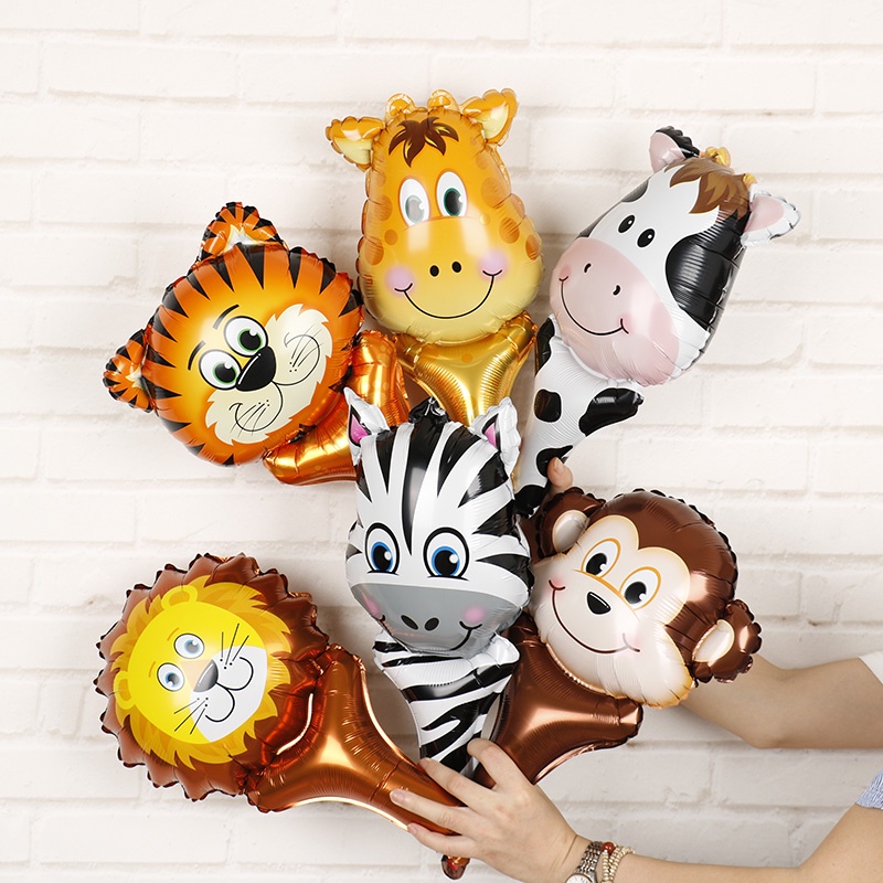 {Best Price on the Net}1 Pack of High Quality Hand Balloon Tiger Head Stick Foil Balloon Animal Hand Balloon Kids Birthday Party Decorations Baby Shower Hand Stick and 5m Ribbon